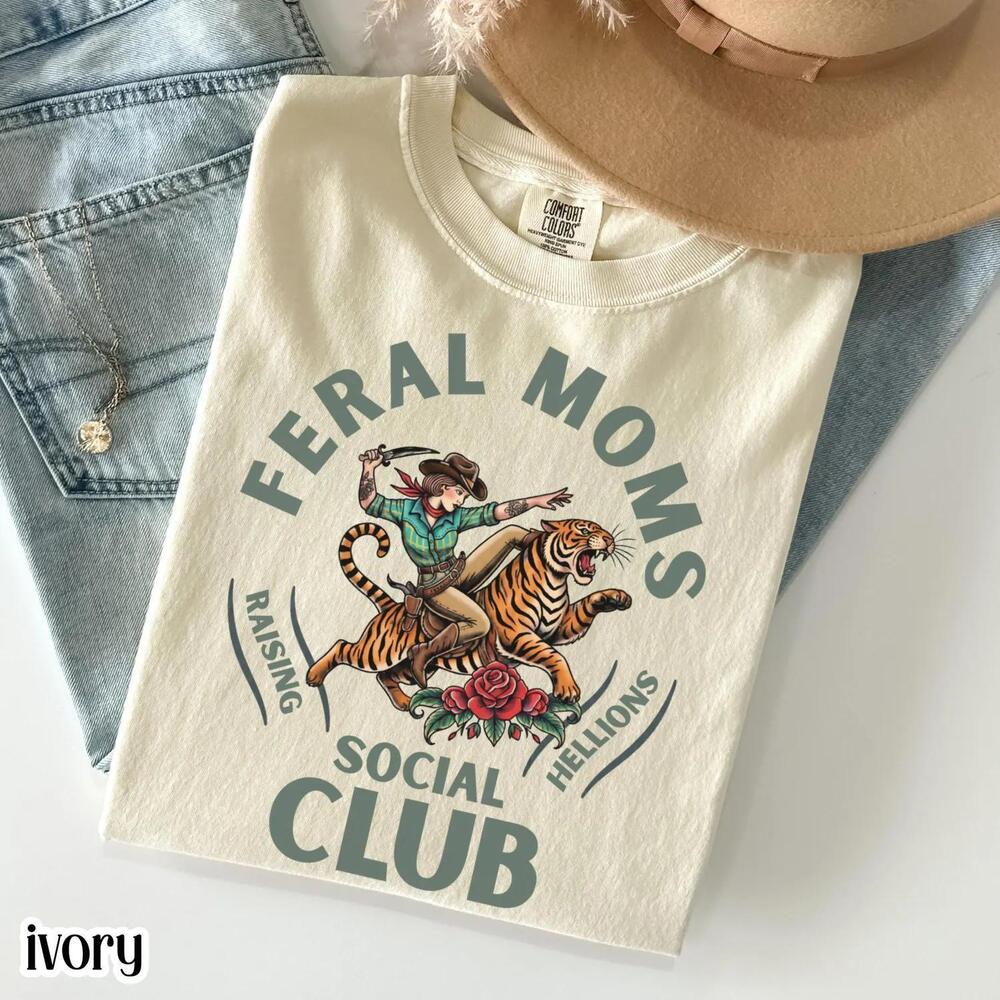 S Feral Moms Social Club Shirt Mom Life Mama Tee